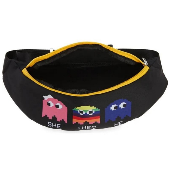 NWT Pac Man Video Game Black LGBTQ Adjustable Waist Bag - Picture 3 of 11